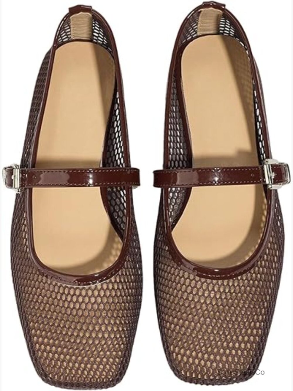 Mesh Ballet Flats Comfortable Dressy Trendy Square Closed Toe Maryjane - Picture 1 of 6